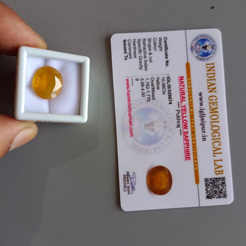 Certified Yellow Sapphire Stone (Yellow Pukhraj Stone Price & Benefits)