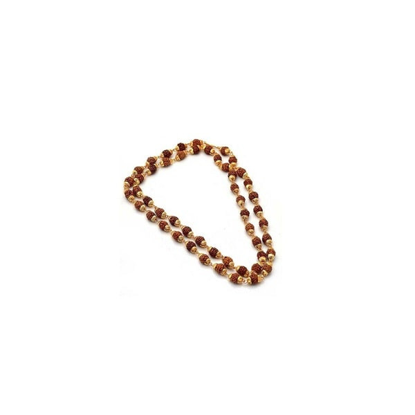 Natural Rudraksha Mala With Gold Plated For Men/women