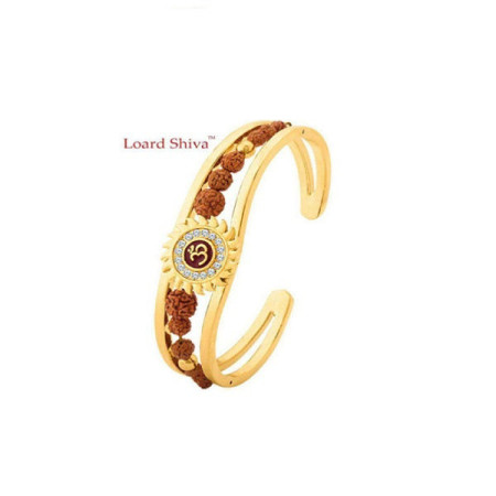 Lord Shiva Faith & Trust Brass Gold Plated Brass Om Mens Kada