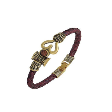 Leather Trishul Dambroo kada For Men's and Women's